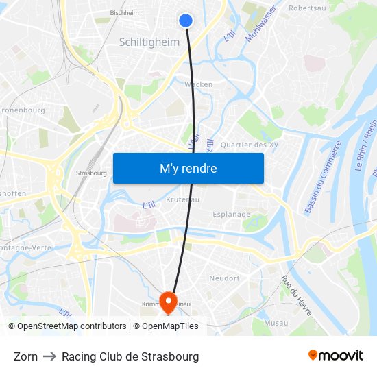 Zorn to Racing Club de Strasbourg map