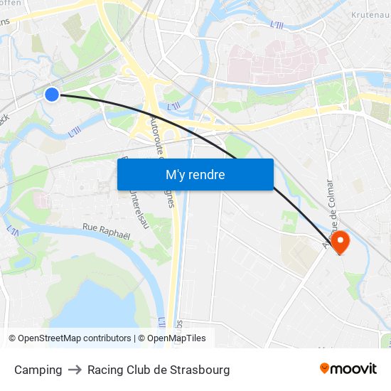 Camping to Racing Club de Strasbourg map