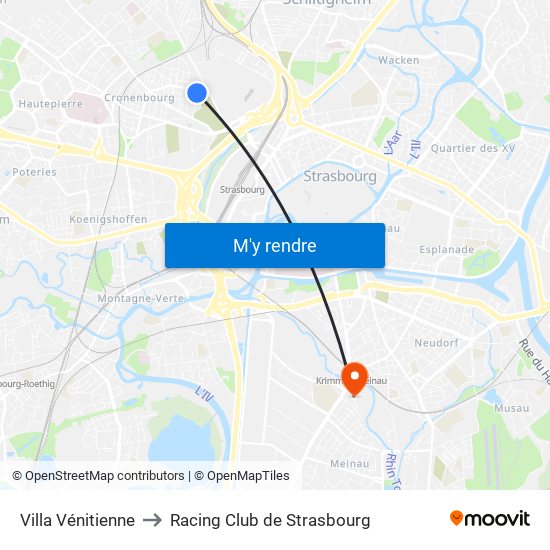 Villa Vénitienne to Racing Club de Strasbourg map