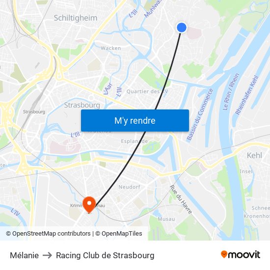 Mélanie to Racing Club de Strasbourg map