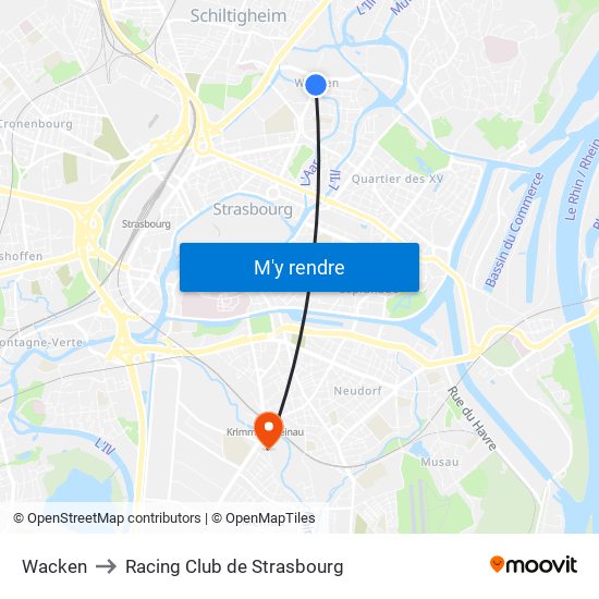 Wacken to Racing Club de Strasbourg map