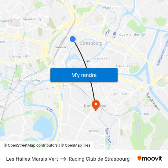 Les Halles Marais Vert to Racing Club de Strasbourg map
