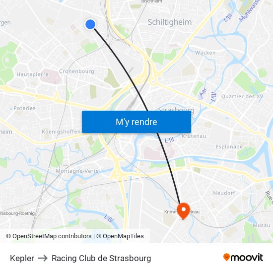 Kepler to Racing Club de Strasbourg map