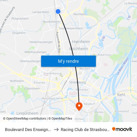 Boulevard Des Enseignes to Racing Club de Strasbourg map