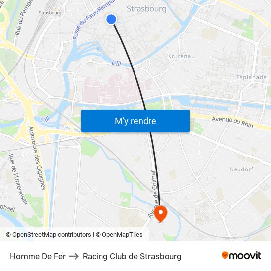 Homme De Fer to Racing Club de Strasbourg map