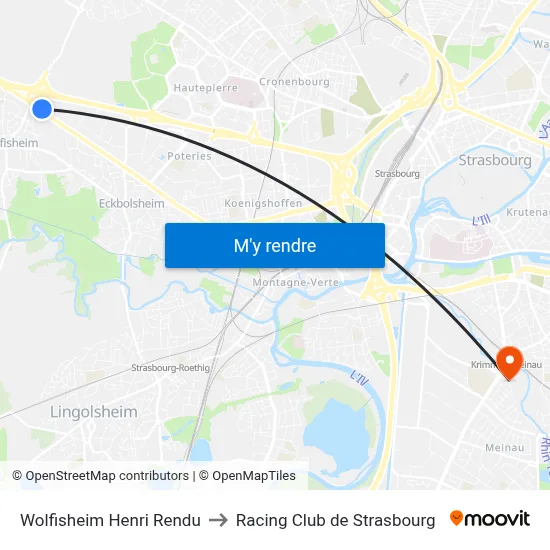 Wolfisheim Henri Rendu to Racing Club de Strasbourg map