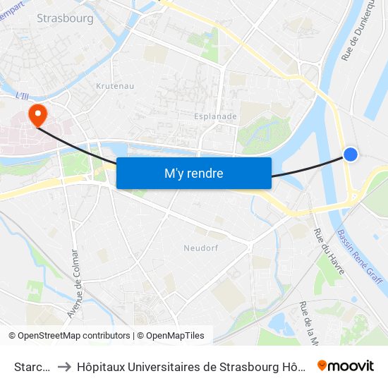 Starcoop to Hôpitaux Universitaires de Strasbourg Hôpital Civil-Autres map