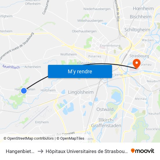 Hangenbieten Mairie to Hôpitaux Universitaires de Strasbourg Hôpital Civil-Autres map