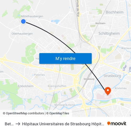 Bethel to Hôpitaux Universitaires de Strasbourg Hôpital Civil-Autres map