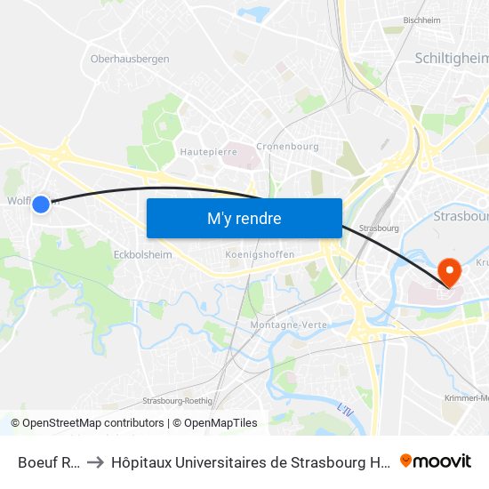 Boeuf Rouge to Hôpitaux Universitaires de Strasbourg Hôpital Civil-Autres map