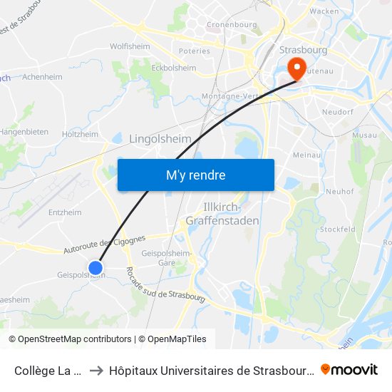 Collège La Fontaine to Hôpitaux Universitaires de Strasbourg Hôpital Civil-Autres map