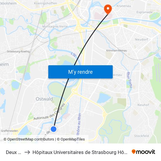 Deux Clés to Hôpitaux Universitaires de Strasbourg Hôpital Civil-Autres map