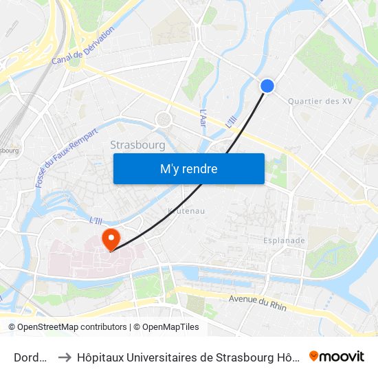Dordogne to Hôpitaux Universitaires de Strasbourg Hôpital Civil-Autres map