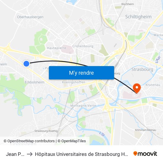 Jean Perrin to Hôpitaux Universitaires de Strasbourg Hôpital Civil-Autres map