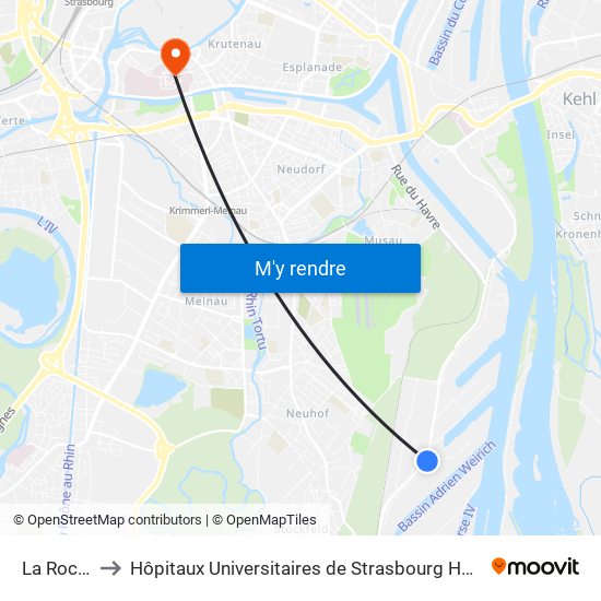 La Rochelle to Hôpitaux Universitaires de Strasbourg Hôpital Civil-Autres map