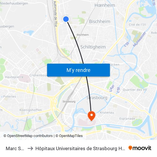 Marc Seguin to Hôpitaux Universitaires de Strasbourg Hôpital Civil-Autres map