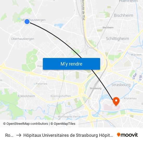 Rodin to Hôpitaux Universitaires de Strasbourg Hôpital Civil-Autres map