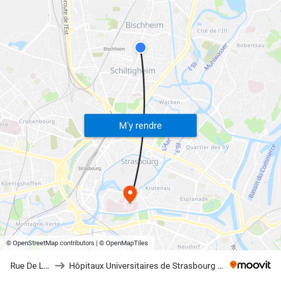 Rue De La Gare to Hôpitaux Universitaires de Strasbourg Hôpital Civil-Autres map