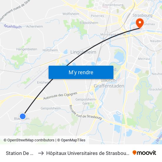 Station De Pompage to Hôpitaux Universitaires de Strasbourg Hôpital Civil-Autres map