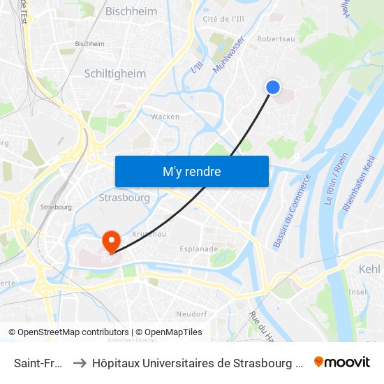 Saint-François to Hôpitaux Universitaires de Strasbourg Hôpital Civil-Autres map