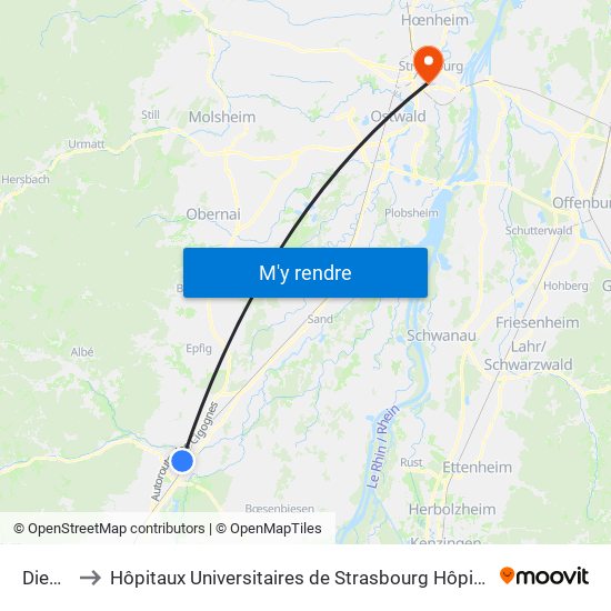 Dieweg to Hôpitaux Universitaires de Strasbourg Hôpital Civil-Autres map