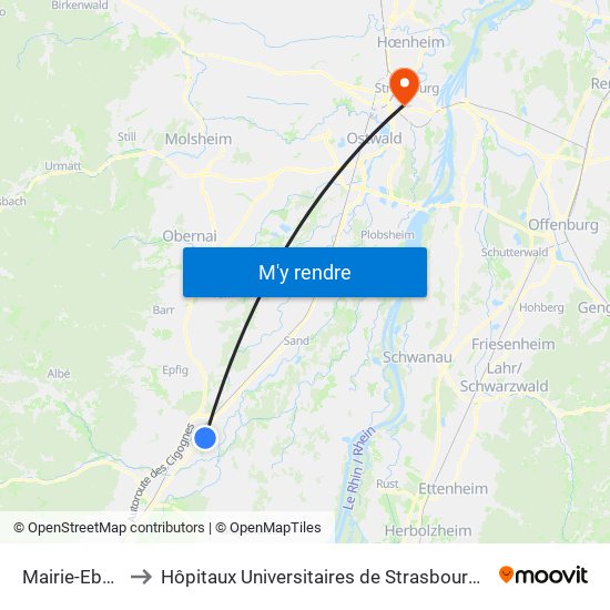 Mairie-Ebersheim to Hôpitaux Universitaires de Strasbourg Hôpital Civil-Autres map