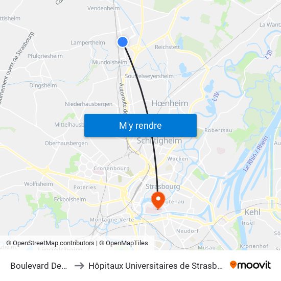 Boulevard Des Enseignes to Hôpitaux Universitaires de Strasbourg Hôpital Civil-Autres map