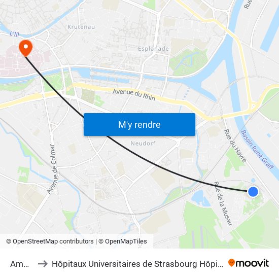 Ampère to Hôpitaux Universitaires de Strasbourg Hôpital Civil-Autres map