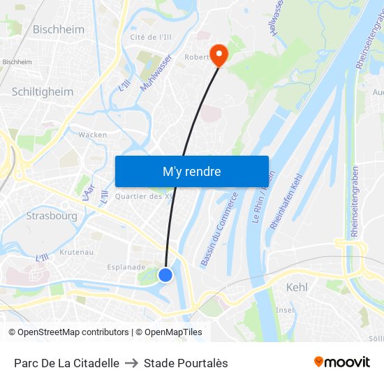 Parc De La Citadelle to Stade Pourtalès map