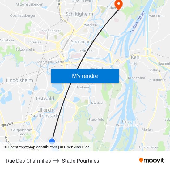 Rue Des Charmilles to Stade Pourtalès map