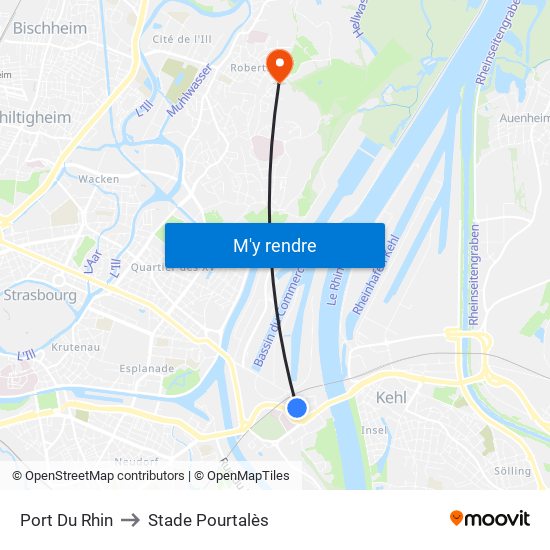 Port Du Rhin to Stade Pourtalès map