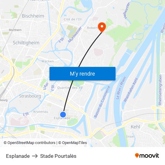 Esplanade to Stade Pourtalès map