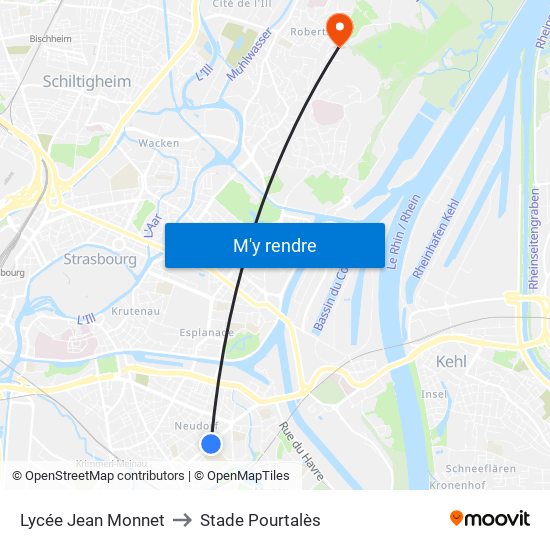 Lycée Jean Monnet to Stade Pourtalès map