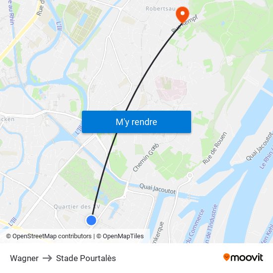 Wagner to Stade Pourtalès map