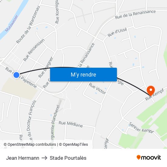 Jean Hermann to Stade Pourtalès map
