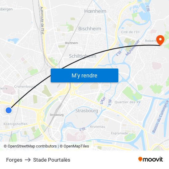 Forges to Stade Pourtalès map