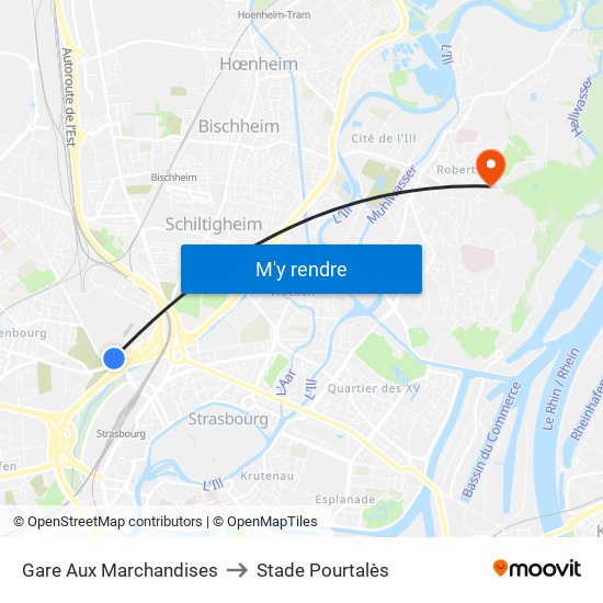 Gare Aux Marchandises to Stade Pourtalès map