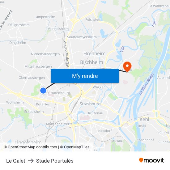 Le Galet to Stade Pourtalès map