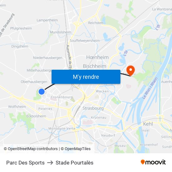 Parc Des Sports to Stade Pourtalès map
