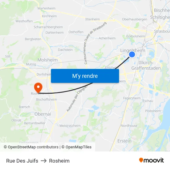Rue Des Juifs to Rosheim map