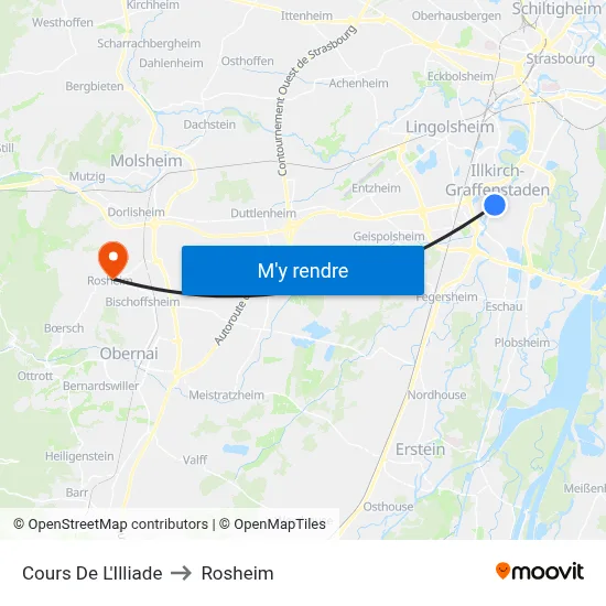 Cours De L'Illiade to Rosheim map