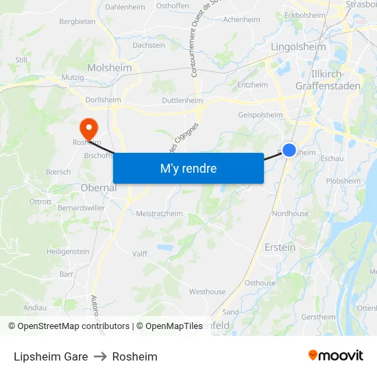 Lipsheim Gare to Rosheim map