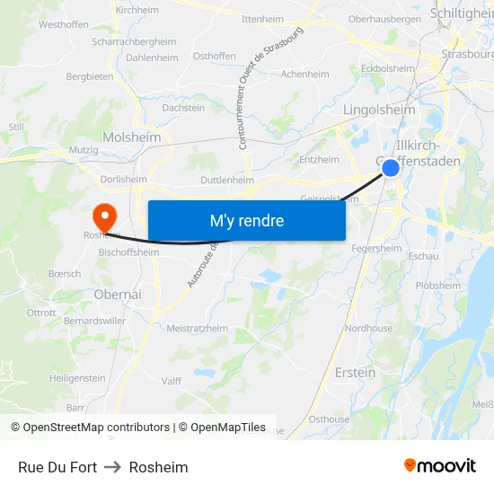 Rue Du Fort to Rosheim map