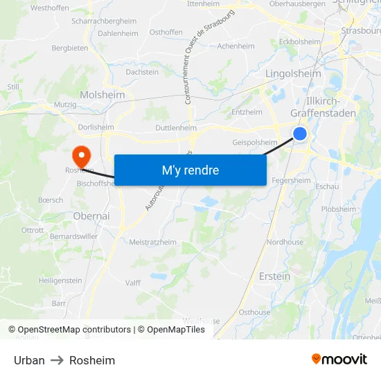Urban to Rosheim map