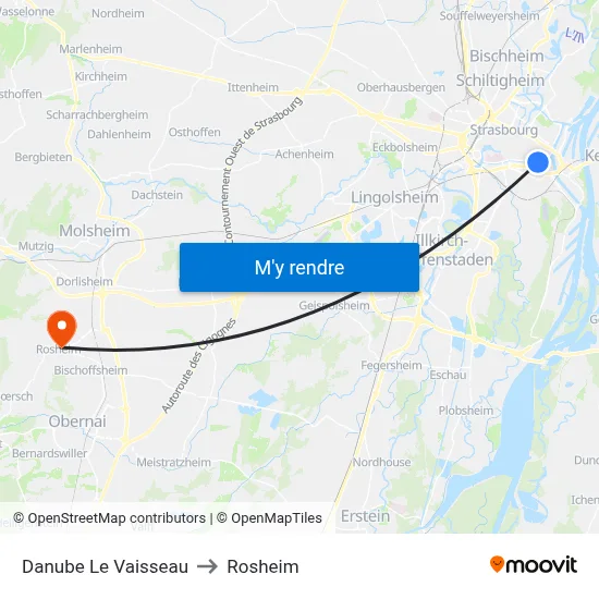 Danube Le Vaisseau to Rosheim map
