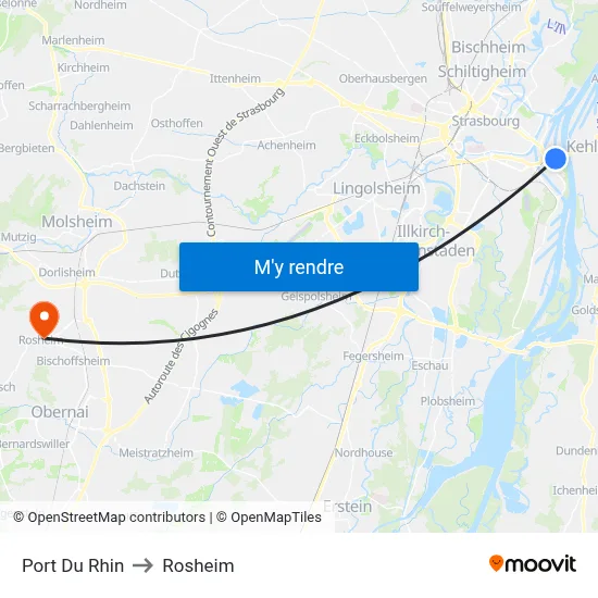Port Du Rhin to Rosheim map
