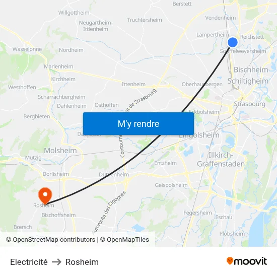 Electricité to Rosheim map