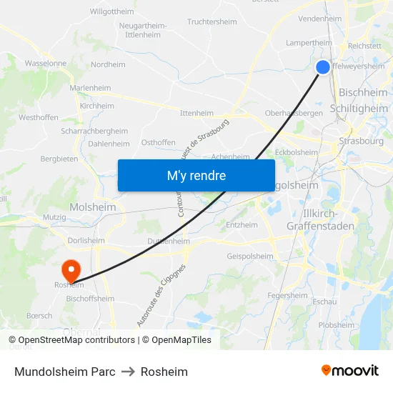 Mundolsheim Parc to Rosheim map