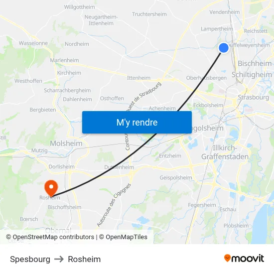 Spesbourg to Rosheim map