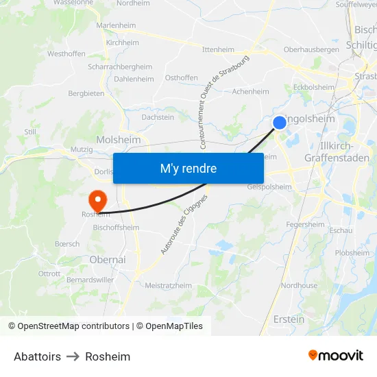Abattoirs to Rosheim map